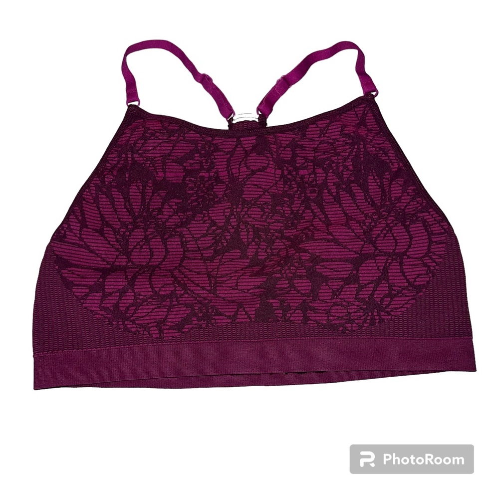Fabletics Samana Seamless Sports bra purple & black size large - Picture 3 of 6